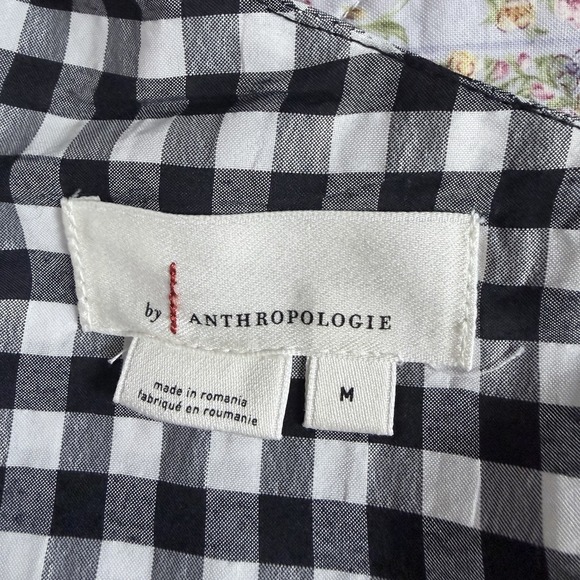 By Anthropologie One Shoulder Gingham Midi Dress Black White Cottagecore M - Picture 7 of 12